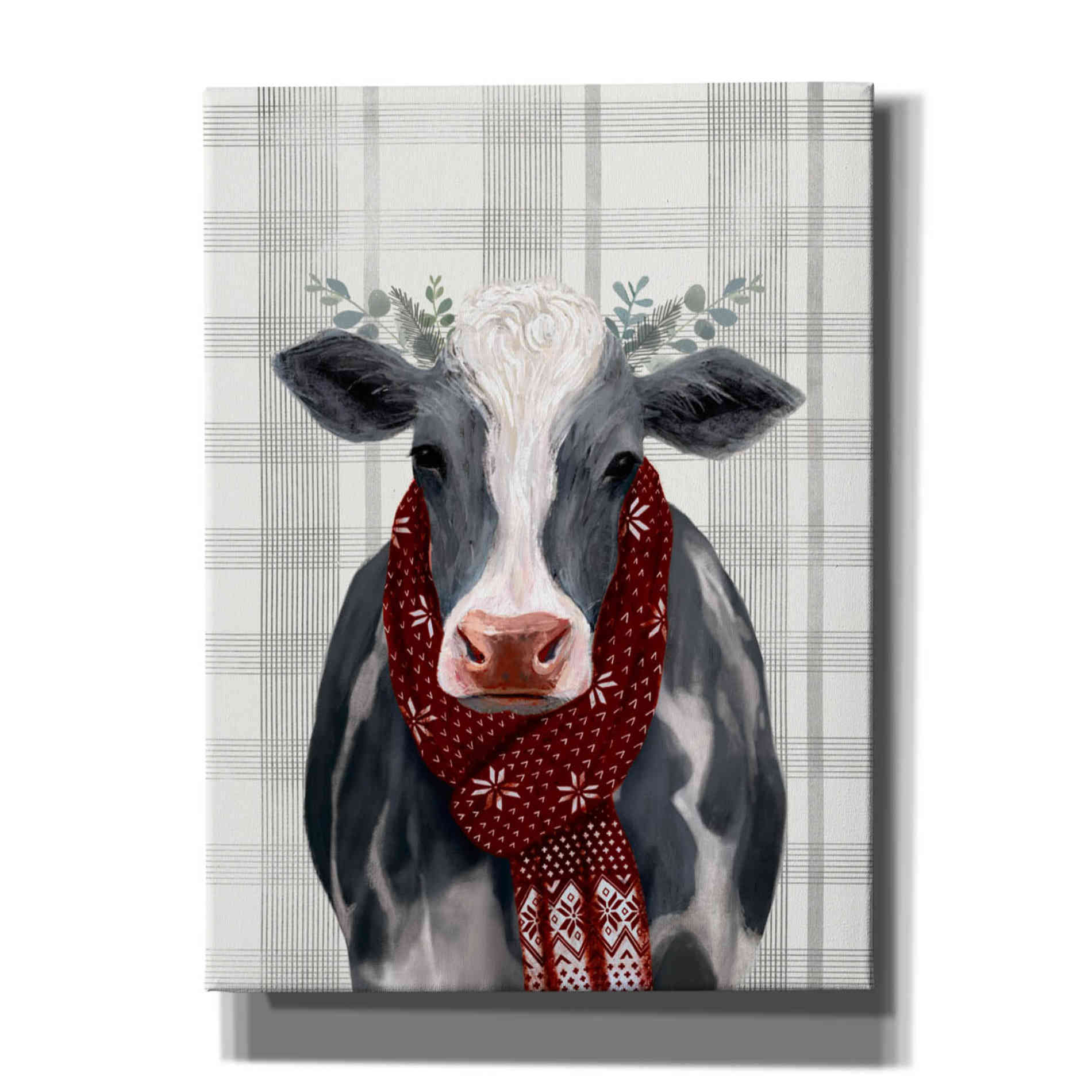 'Yuletide Cow II' by Victoria Borges, Canvas Wall Art