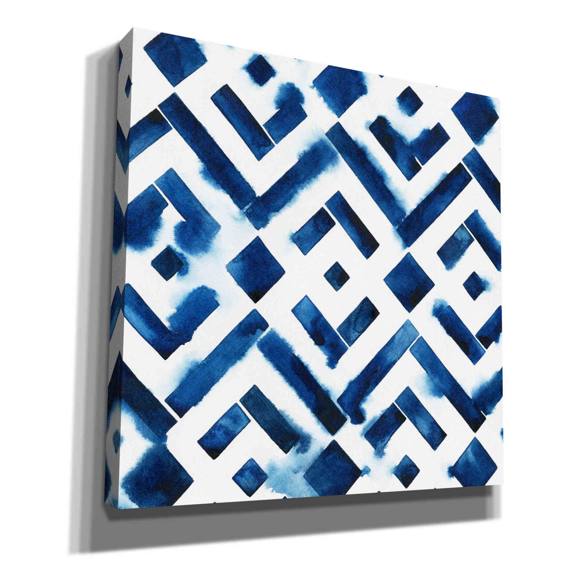 'Cobalt Watercolor Tiles II' by Grace Popp, Canvas Wall Glass