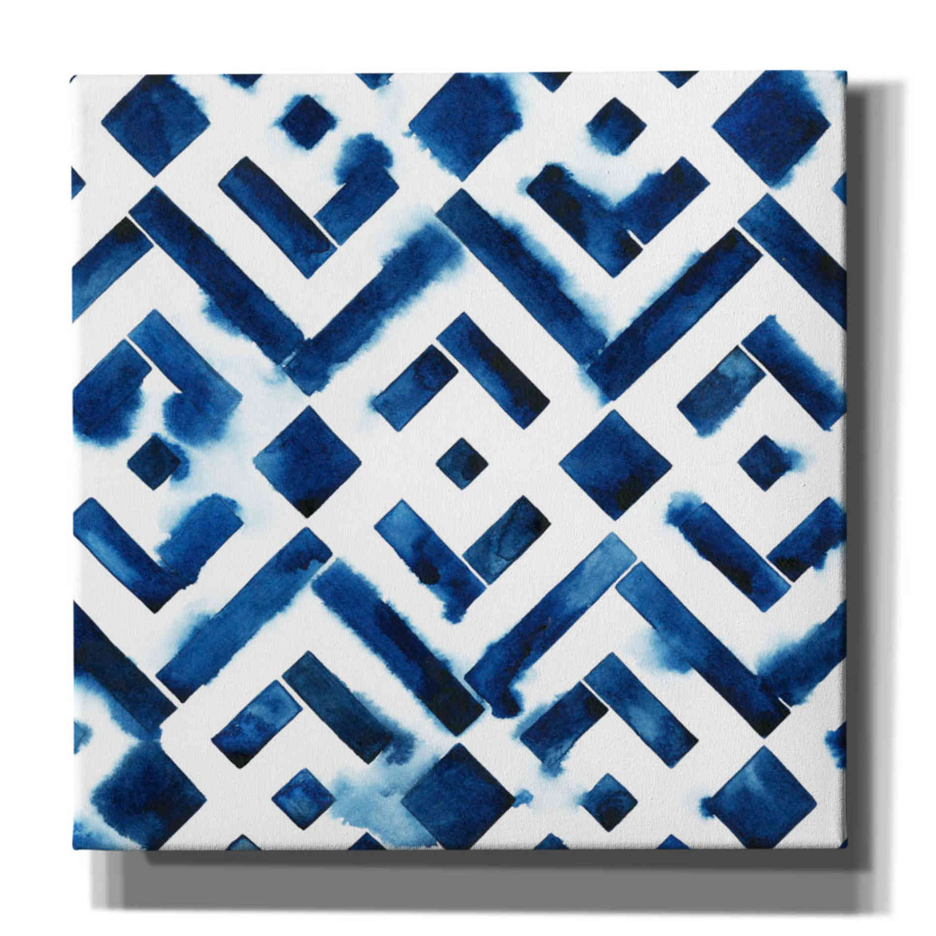 'Cobalt Watercolor Tiles II' by Grace Popp, Canvas Wall Glass
