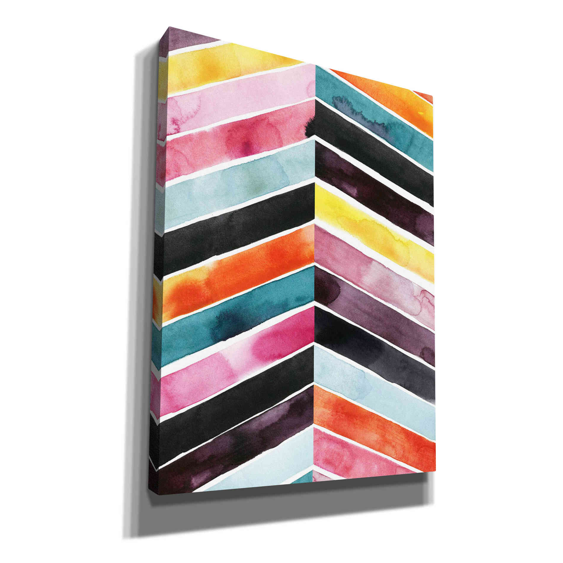 'Vivid Watercolor Chevron I' by Grace Popp, Canvas Wall Glass