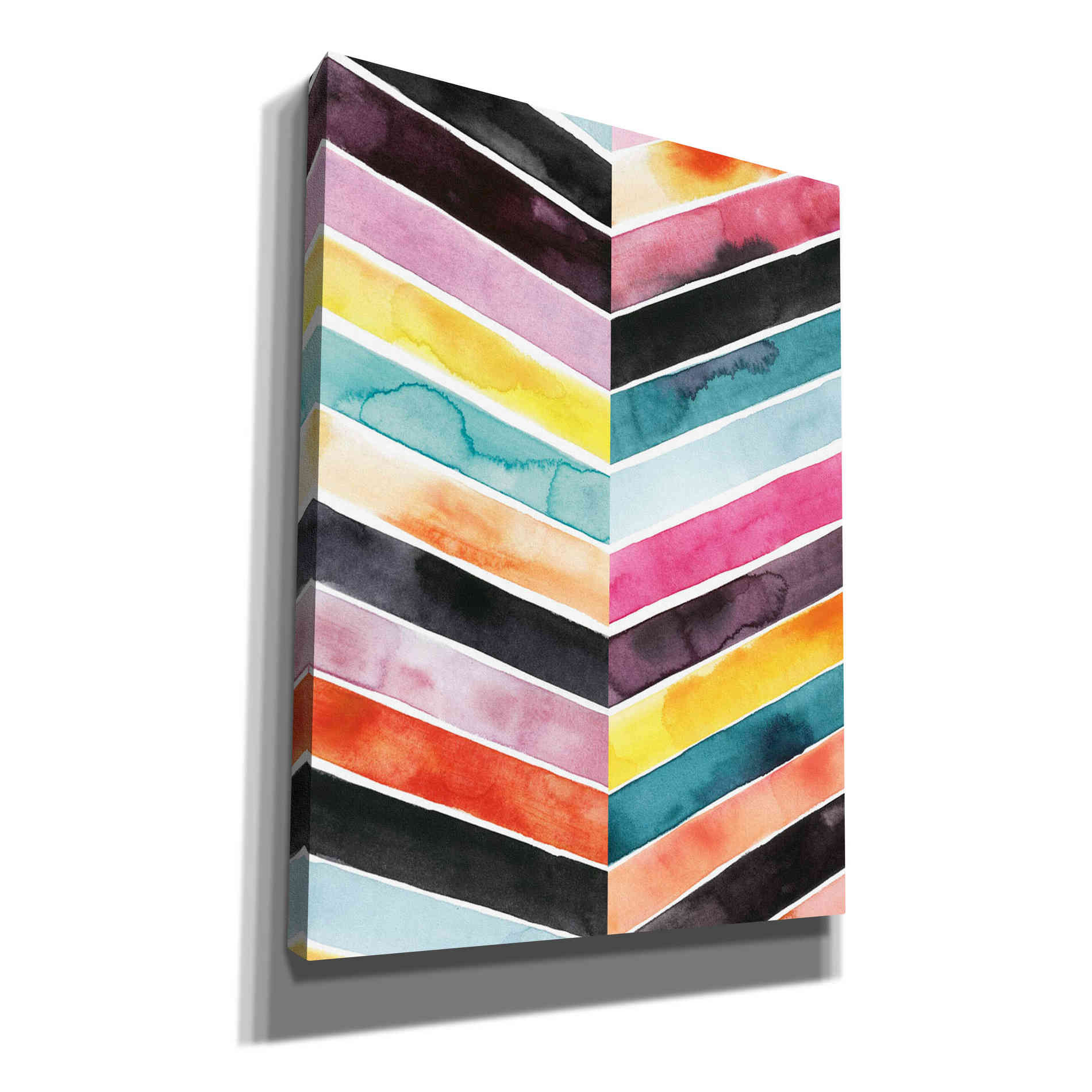 'Vivid Watercolor Chevron II' by Grace Popp, Canvas Wall Glass