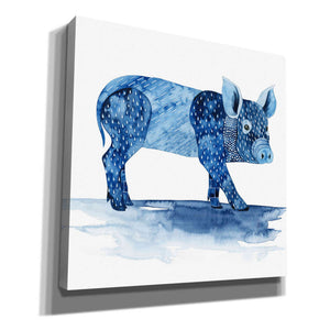 'Cobalt Farm Animals II' by Grace Popp, Canvas Wall Glass