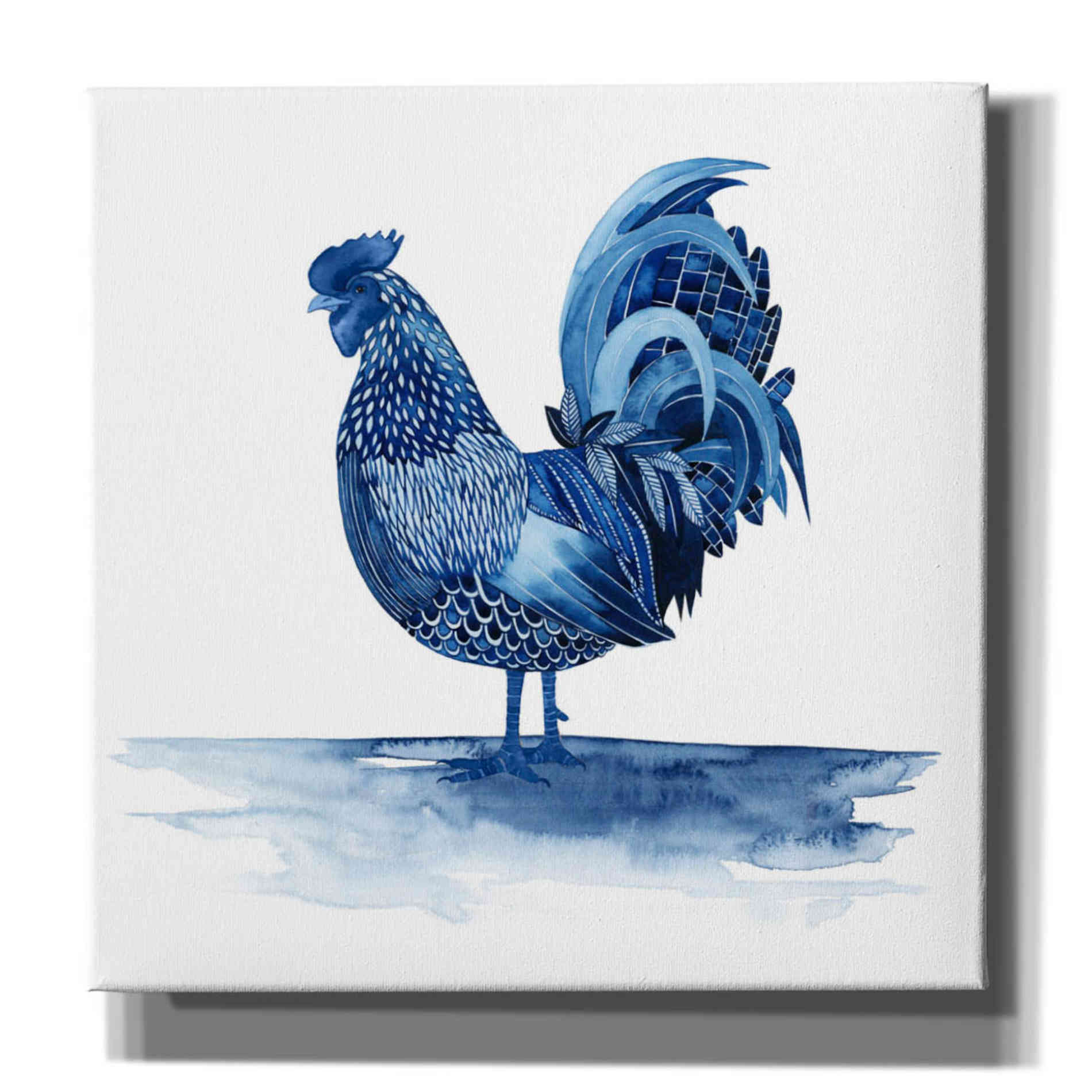 'Cobalt Farm Animals IV' by Grace Popp, Canvas Wall Glass