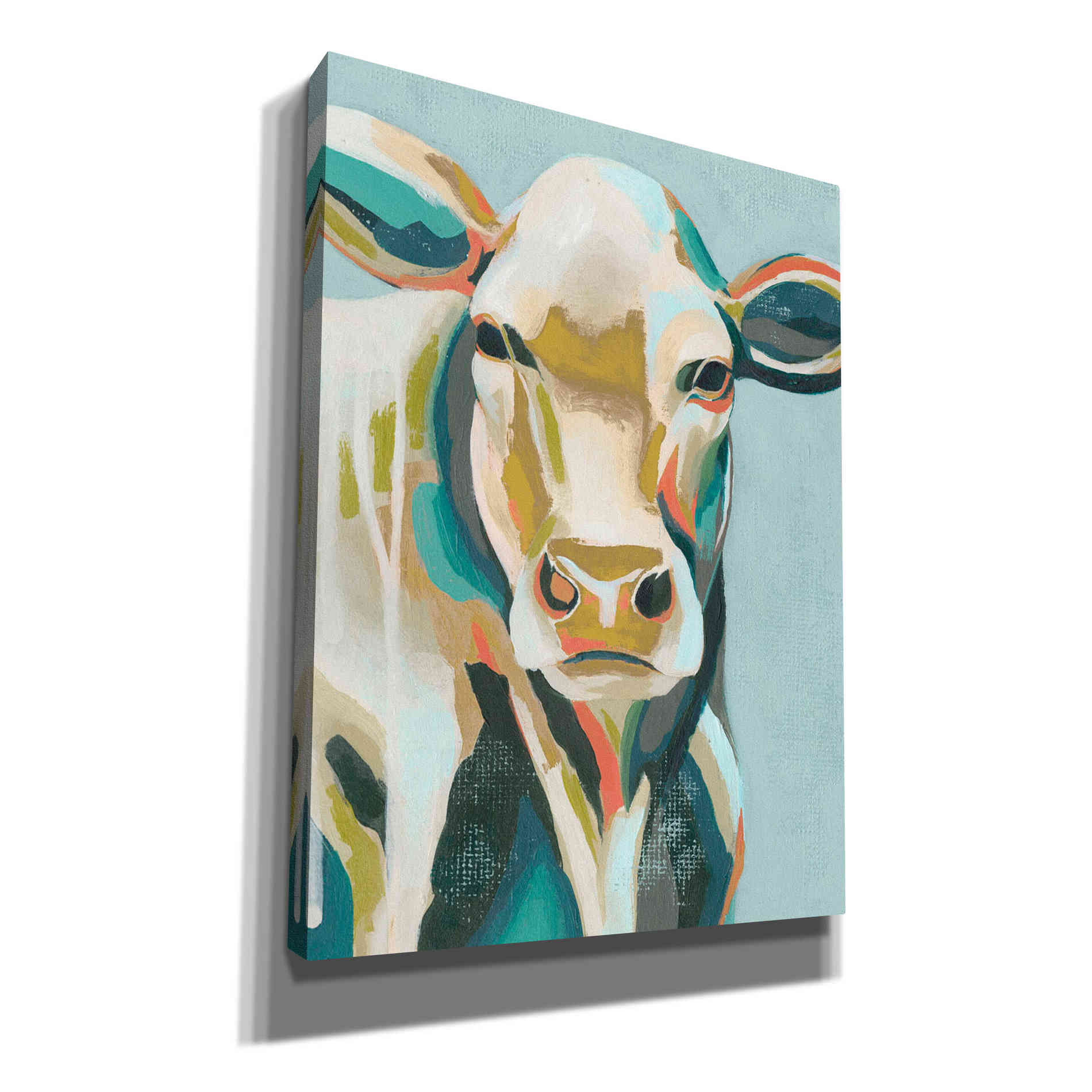 'Colorful Cows III' by Grace Popp, Canvas Wall Glass