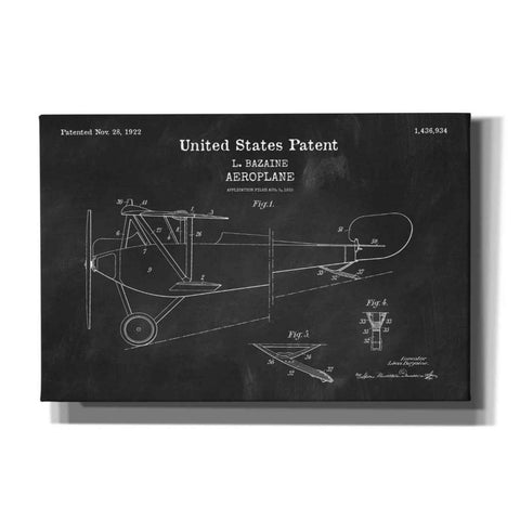 'Aeroplane Blueprint Patent Chalkboard,' Canvas Wall Art