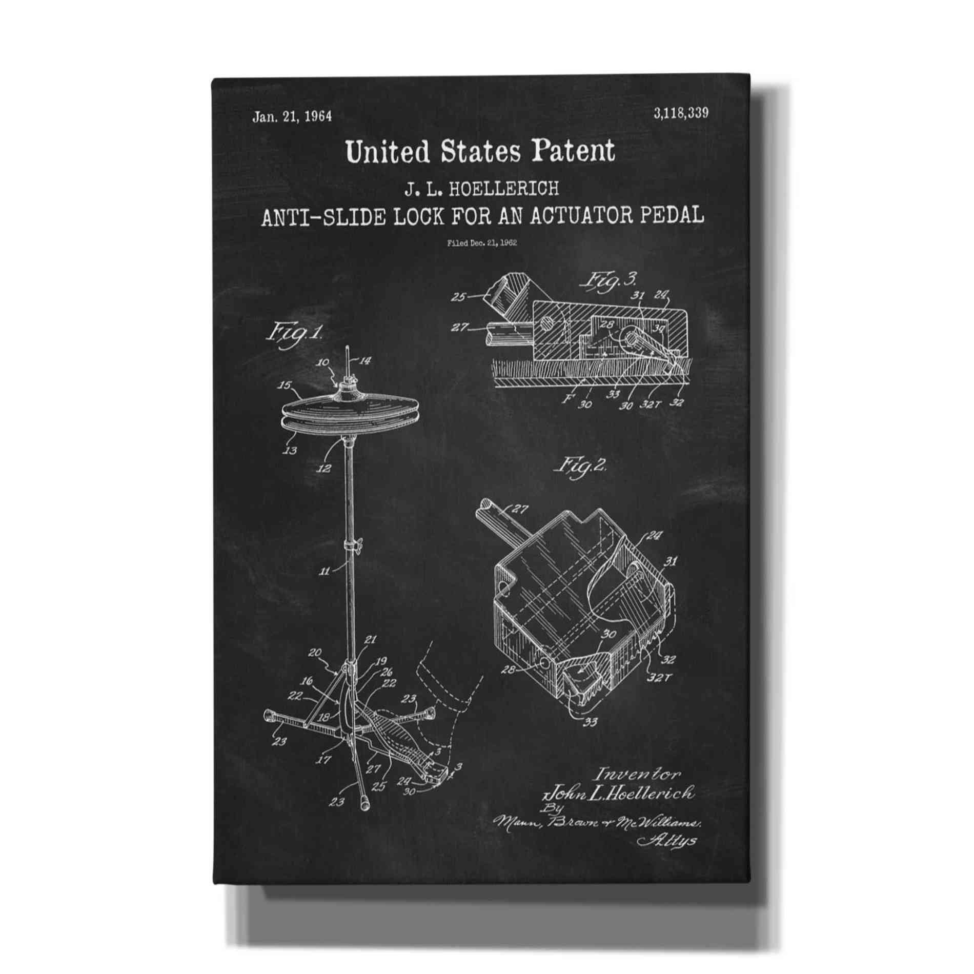 'Anti-slide Lock Blueprint Patent Chalkboard,' Canvas Wall Art