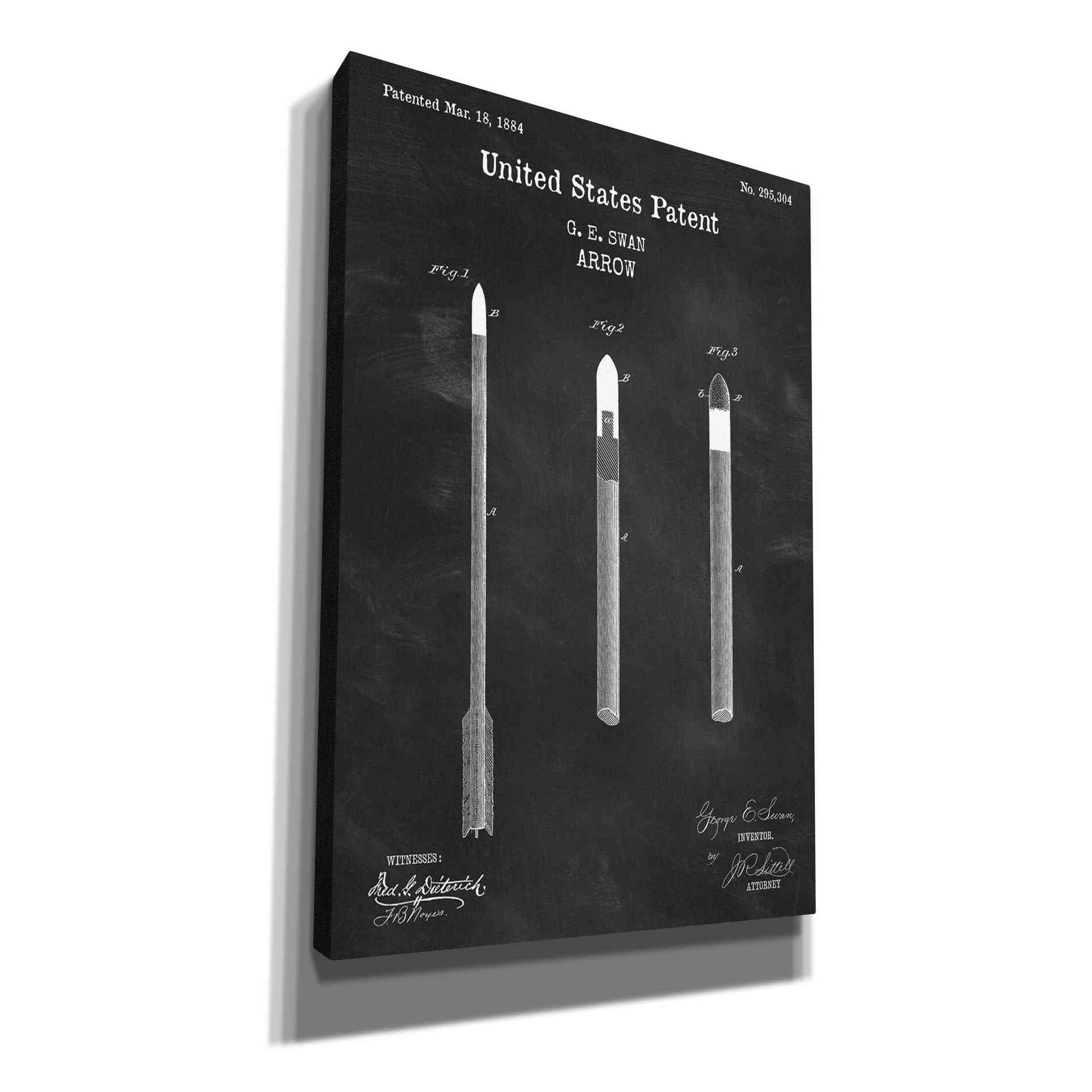 'Arrow Blueprint Patent Chalkboard,' Canvas Wall Art