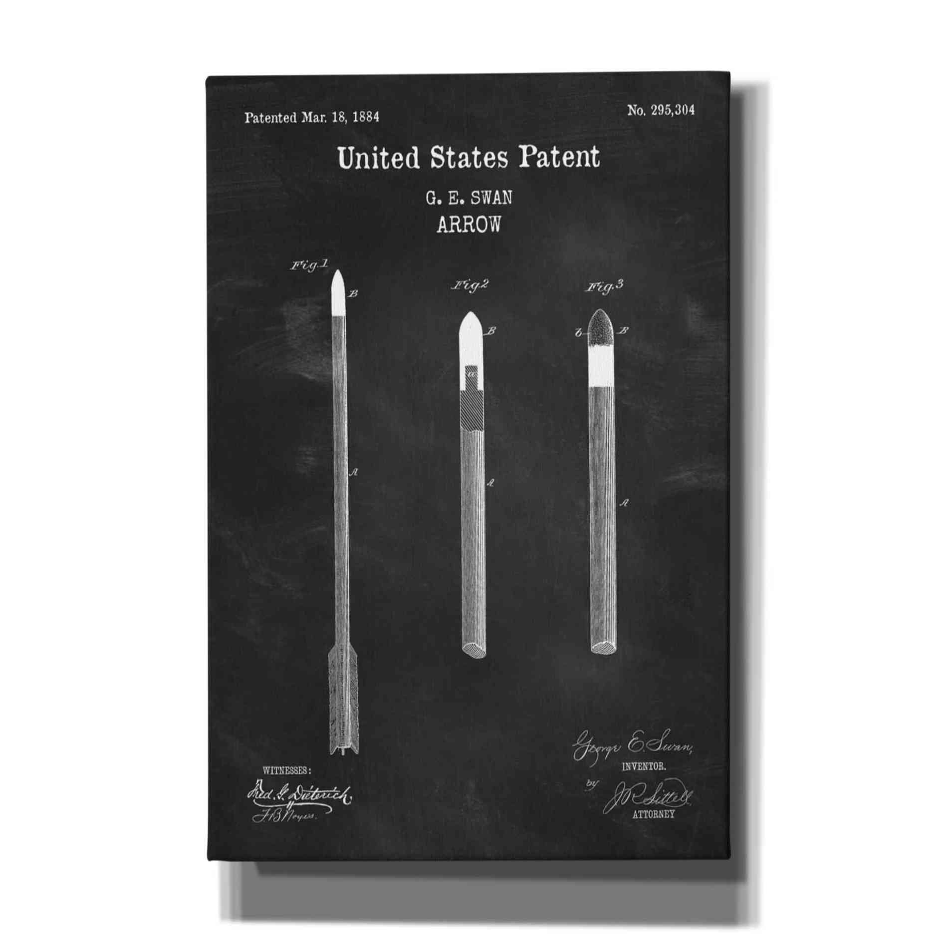 'Arrow Blueprint Patent Chalkboard,' Canvas Wall Art