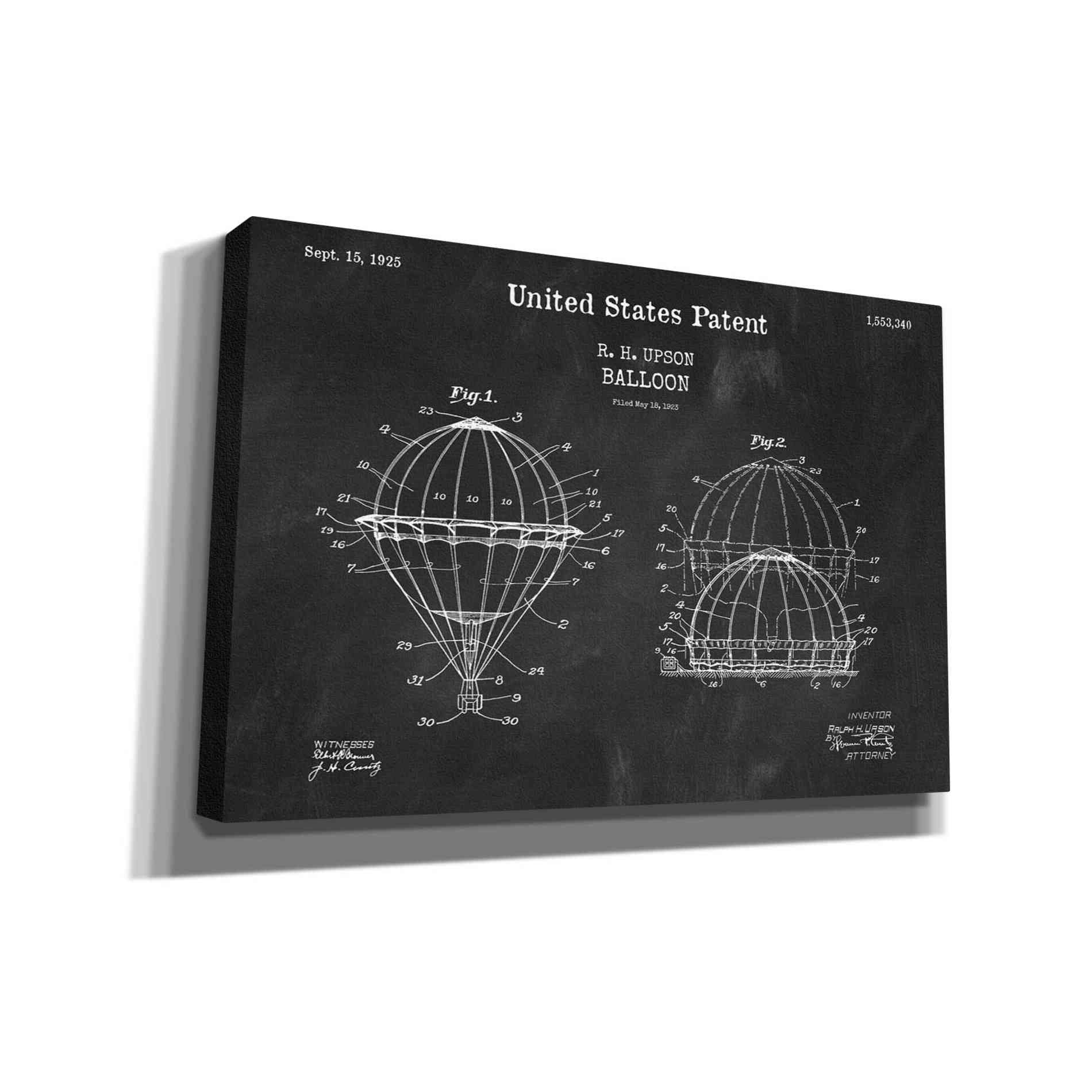 'Balloon Blueprint Patent Chalkboard,' Canvas Wall Art