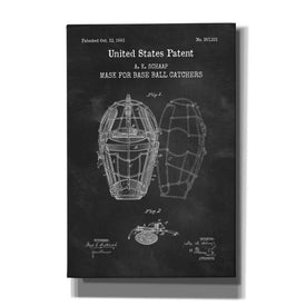 'Baseball Catchers Mask Blueprint Patent Chalkboard,' Canvas Wall Art