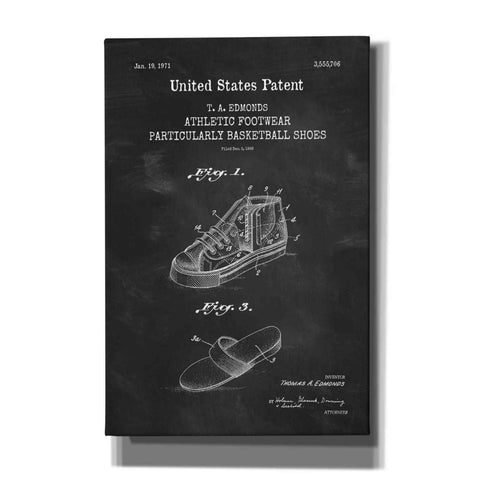 Image of 'Basketball Shoes Blueprint Patent Chalkboard,' Canvas Wall Art