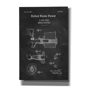 'Beer Faucet Blueprint Patent Chalkboard,' Canvas Wall Art