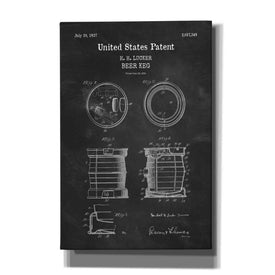 'Beer Keg Blueprint Patent Chalkboard,' Canvas Wall Art
