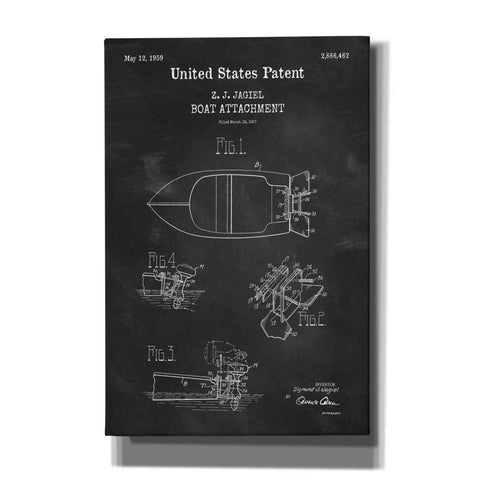 Image of 'Boat Attachment Blueprint Patent Chalkboard,' Canvas Wall Art