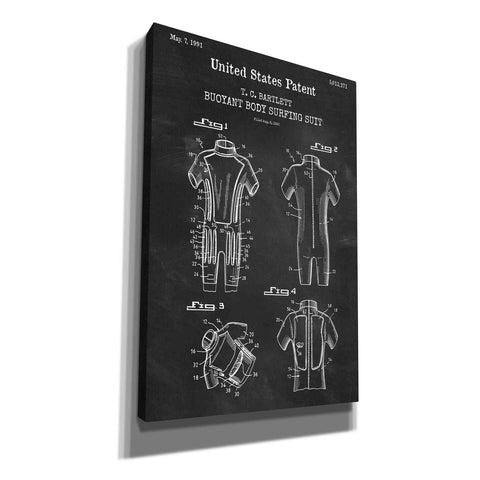 Image of 'Body Surfing Suit Blueprint Patent Chalkboard,' Canvas Wall Art