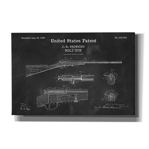 Image of 'Bolt Gun Blueprint Patent Chalkboard,' Canvas Wall Art
