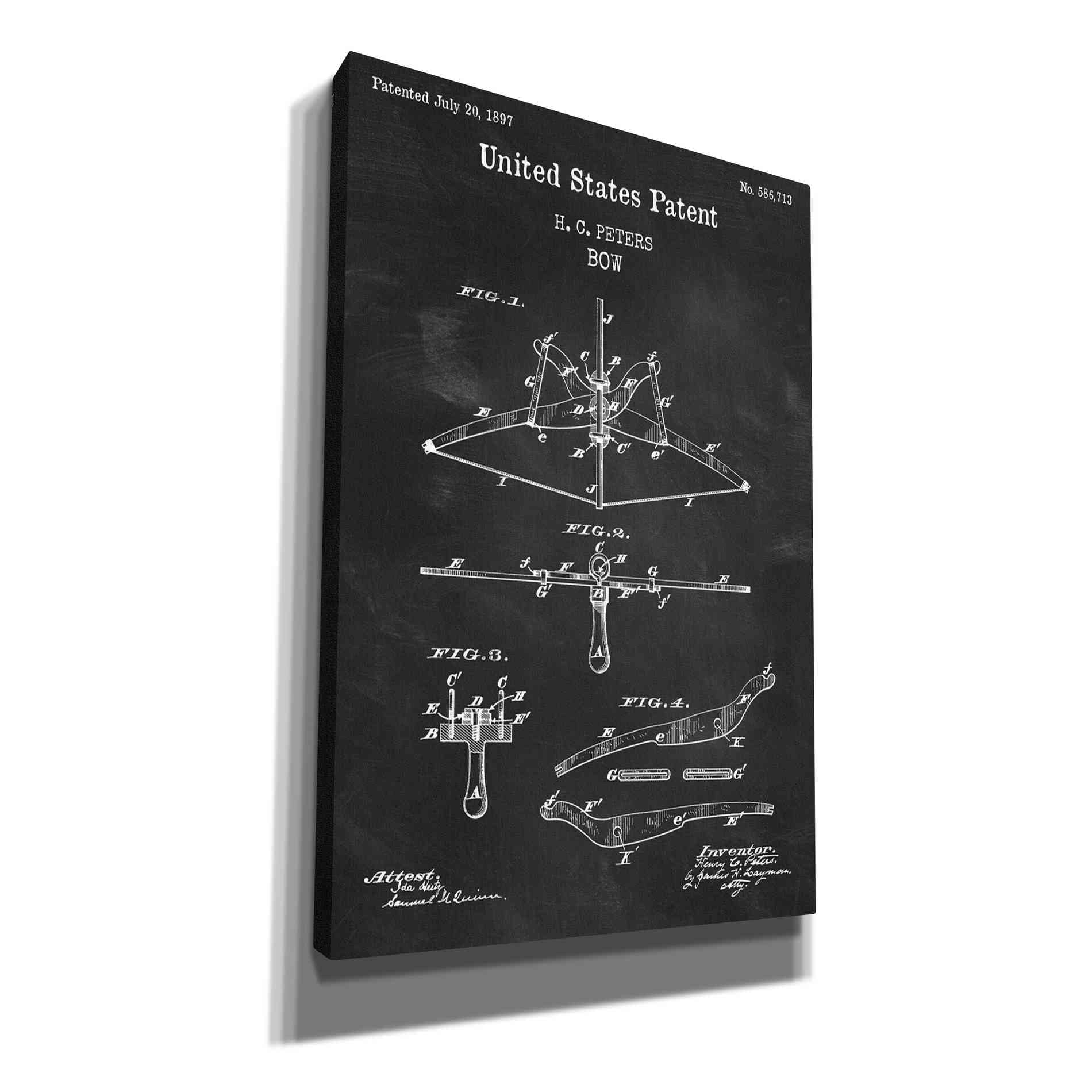 'Bow Blueprint Patent Chalkboard,' Canvas Wall Art