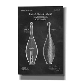 'Bowling Pin Blueprint Patent Chalkboard,' Canvas Wall Art