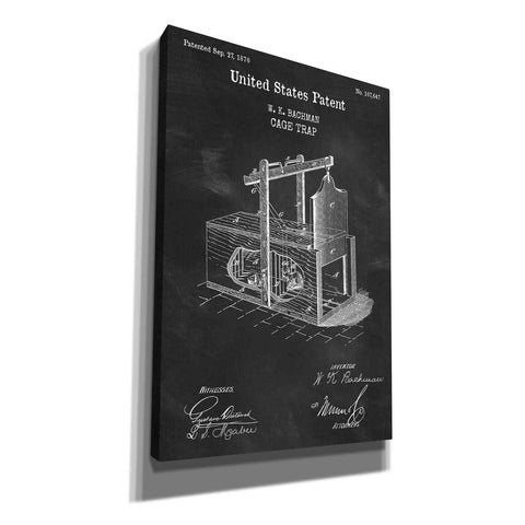Image of 'Cage Trap Blueprint Patent Chalkboard,' Canvas Wall Art