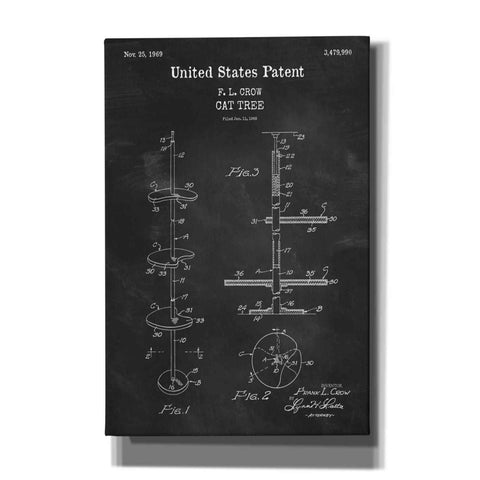 Image of 'Cat Tree Blueprint Patent Chalkboard,' Canvas Wall Art