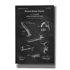 'Cigar Holder Blueprint Patent Chalkboard,' Canvas Wall Art