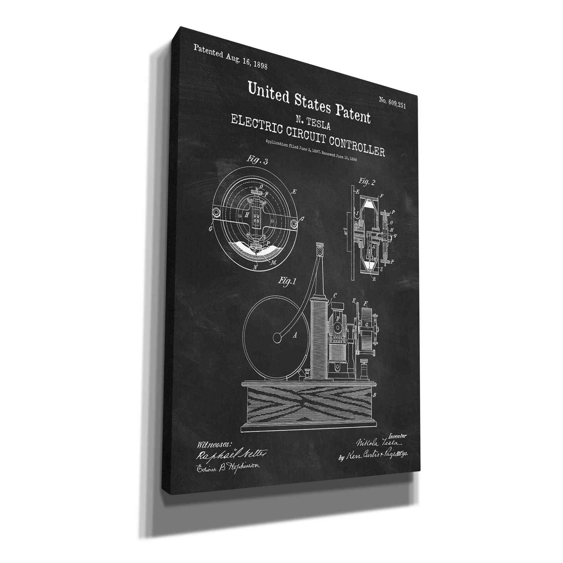 'Circuit Controller Blueprint Patent Chalkboard,' Canvas Wall Art