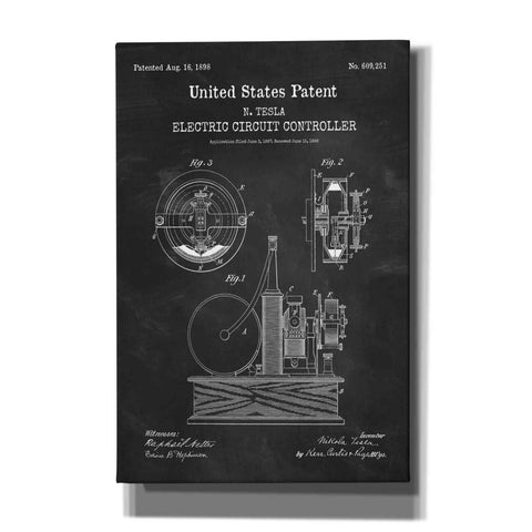 Image of 'Circuit Controller Blueprint Patent Chalkboard,' Canvas Wall Art