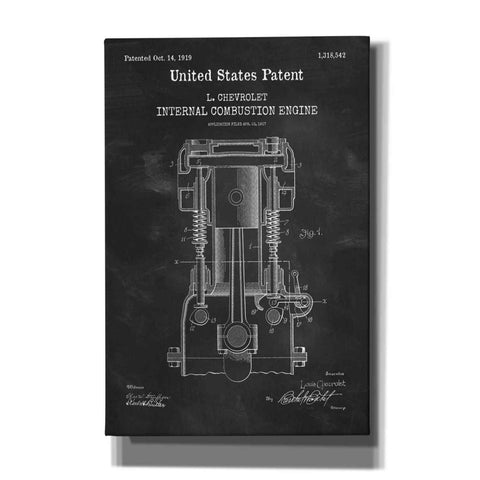 Image of 'Combustion Engine Blueprint Patent Chalkboard,' Canvas Wall Art