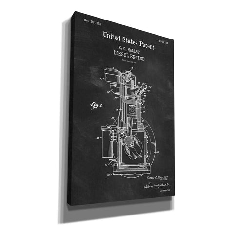 Image of 'Diesel Engine Blueprint Patent Chalkboard,' Canvas Wall Art