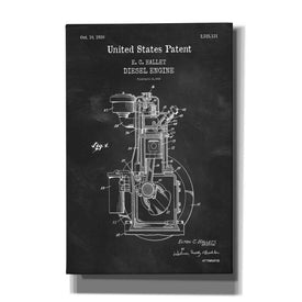 'Diesel Engine Blueprint Patent Chalkboard,' Canvas Wall Art