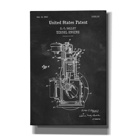 Image of 'Diesel Engine Blueprint Patent Chalkboard,' Canvas Wall Art