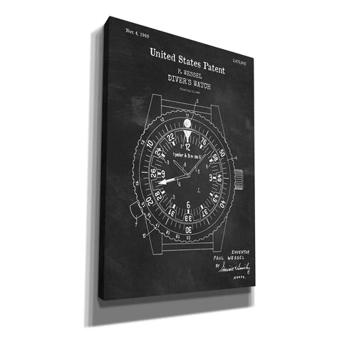 Image of 'Diver's Watch Blueprint Patent Chalkboard,' Canvas Wall Art