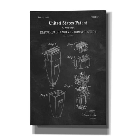Image of 'Dry Shaver Blueprint Patent Chalkboard,' Canvas Wall Art