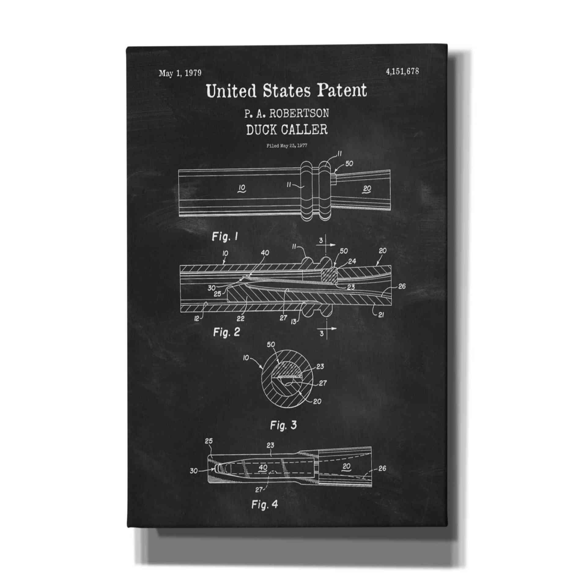 'Duck Caller Blueprint Patent Chalkboard,' Canvas Wall Art