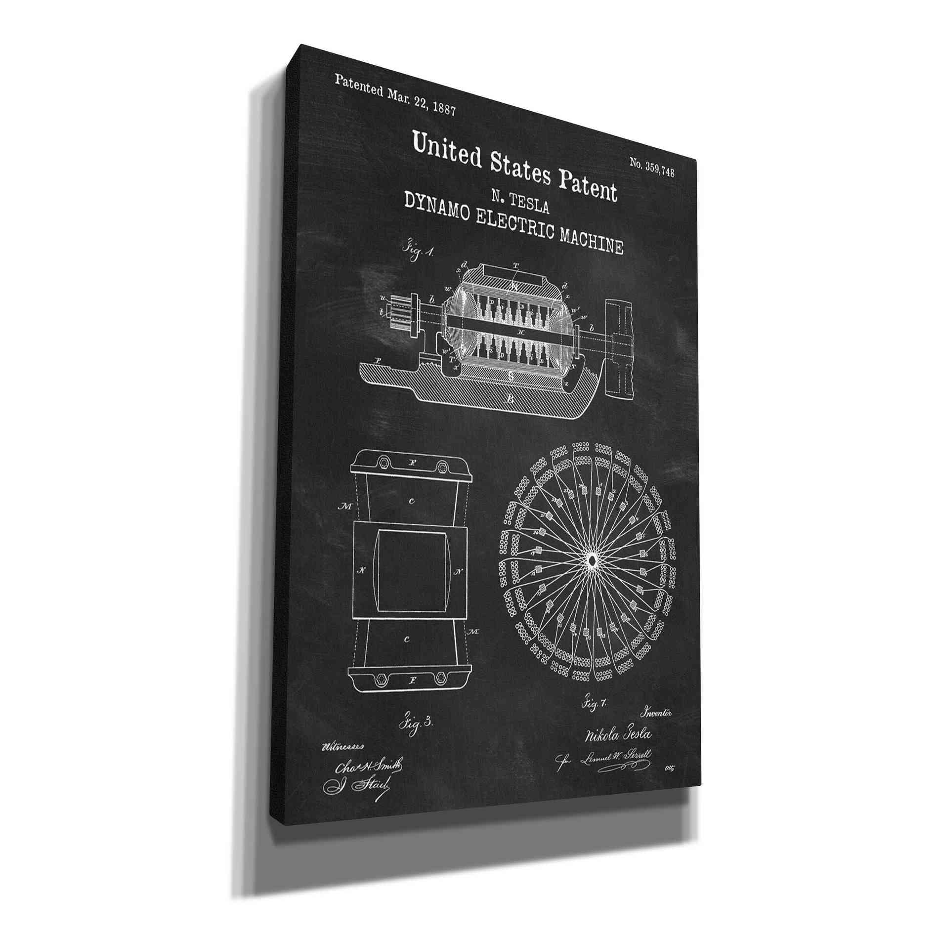 'Dynamo Blueprint Patent Chalkboard,' Canvas Wall Art