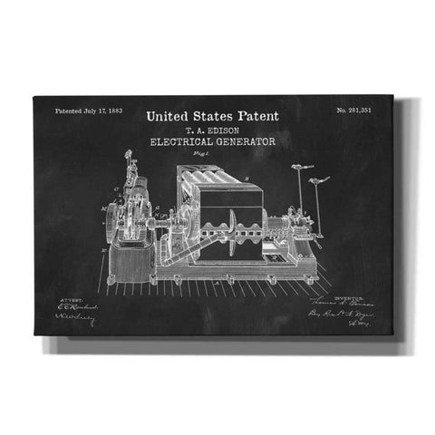 Image of 'Edison Electric Generator Blueprint Patent Chalkboard,' Canvas Wall Art