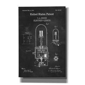 'Electric Lights Blueprint Patent Chalkboard,' Canvas Wall Art