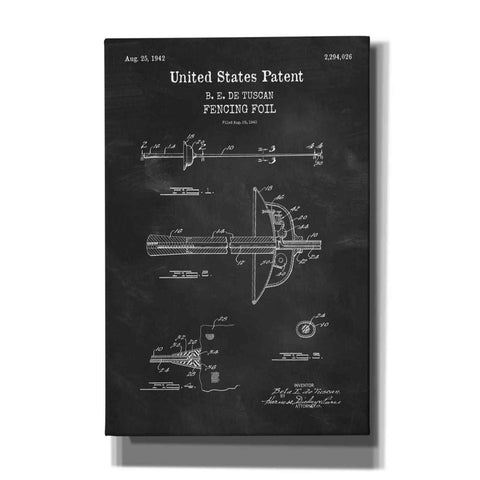 Image of 'Fencing Foil Blueprint Patent Chalkboard,' Canvas Wall Art