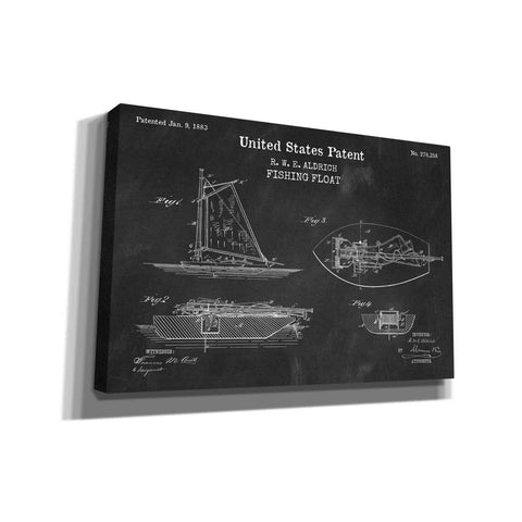 Image of 'Fishing Boat Blueprint Patent Chalkboard,' Canvas Wall Art