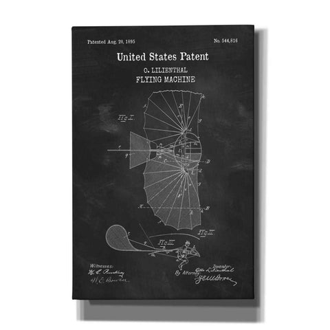 Image of 'Flying Machine Blueprint Patent Chalkboard,' Canvas Wall Art