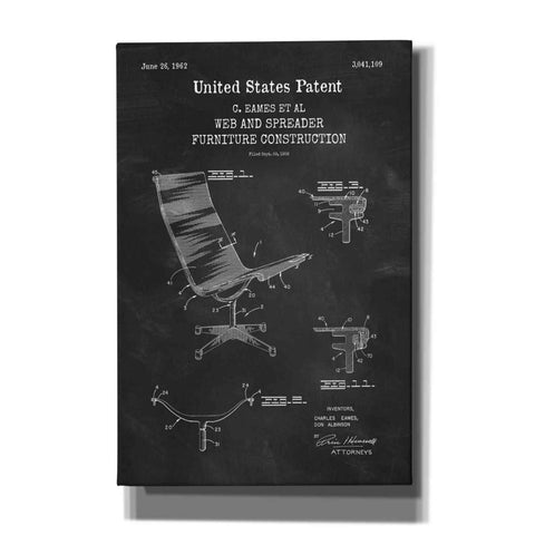 Image of 'Furniture Construction Blueprint Patent Chalkboard,' Canvas Wall Art