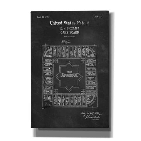 Image of 'Game Board Blueprint Patent Chalkboard,' Canvas Wall Art