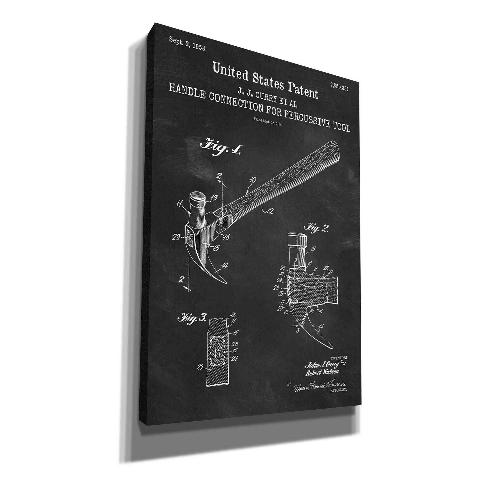 'Hammer Blueprint Patent Chalkboard,' Canvas Wall Art