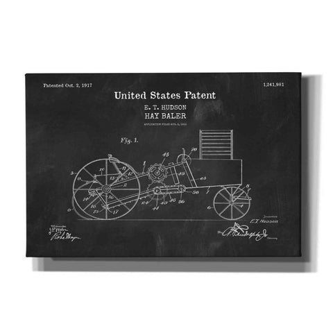 Image of 'HayBaler Blueprint Patent Chalkboard,' Canvas Wall Art