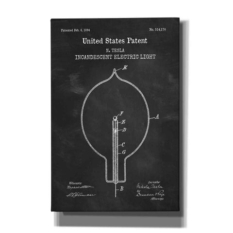 Image of 'Incandescent Lightbulb Blueprint Patent Chalkboard,' Canvas Wall Art