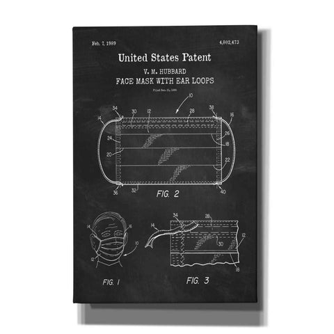 Image of 'Medical Face Mask Blueprint Patent Chalkboard,' Canvas Wall Art