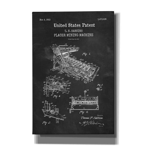 Image of 'Mining Machine Blueprint Patent Chalkboard,' Canvas Wall Art
