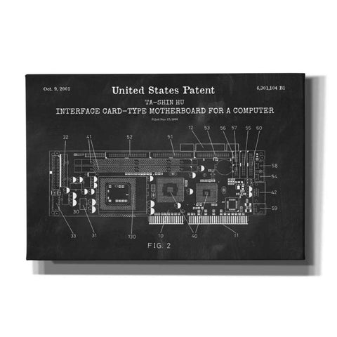 Image of 'Computer Motherboard Blueprint Patent Chalkboard,' Canvas Wall Art