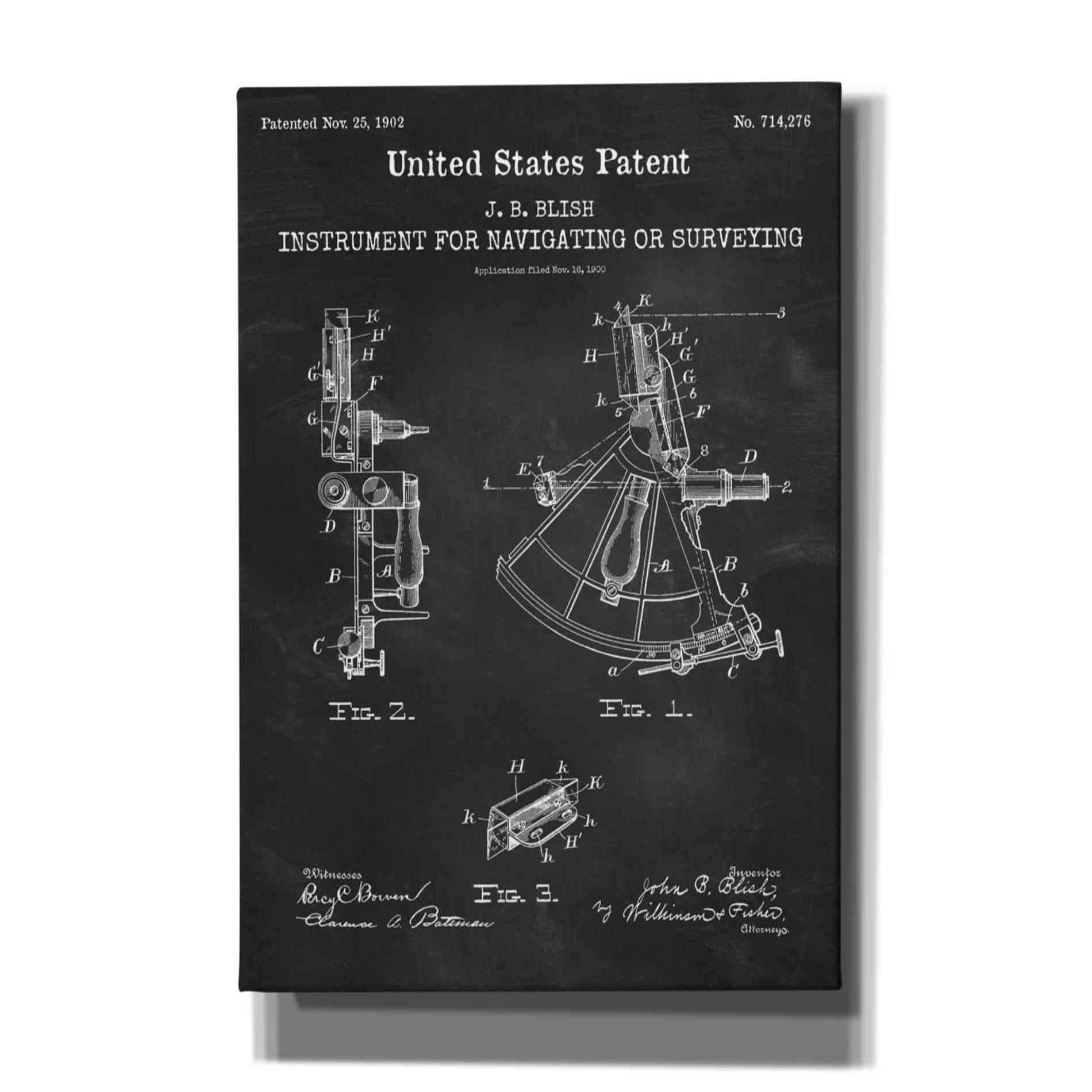 'Navigation Blueprint Patent Chalkboard,' Canvas Wall Art