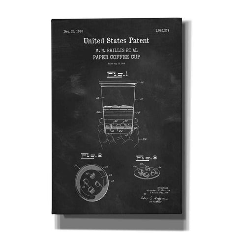 Image of 'Paper Coffee Cup Blueprint Patent Chalkboard,' Canvas Wall Art